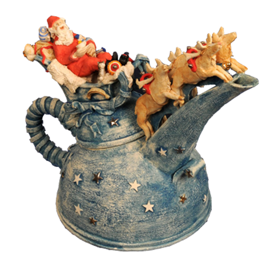 Malcolm Law Ceramics
Santa Teapot
Stoneware, T Material and craft crank, underglaze colours plus gold and platinum lustre.
©Malcolm Law