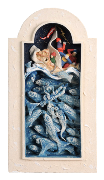 Malcolm Law Ceramics
Wall hanging Saved by Mermaids
©Malcolm Law
