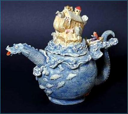 Malcolm Law Ceramics
Noah's Teapot
Stoneware, T Material, underglaze colours plus gold and platinum lustre.
©Malcolm Law
